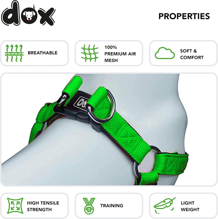 DDOXX Air Mesh Step-In Hundegeschirr - Verstellbare Brust Welpengeschirr für alle Grössen - M (Grün)