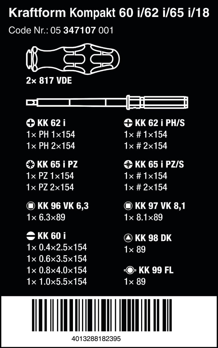 Kraftform Kompakt VDE 60 i/62 i/65 i/18, 18-teilig, Wera 05347107001