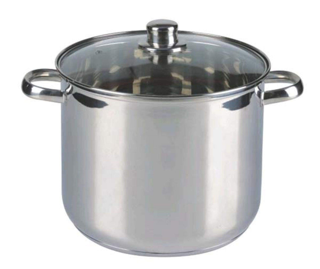 9,5 Liter grosser Induktions-Kochtopf mit Dampfabzugs-Glasdeckel / Grossraumtopf aus Edelstahl (indu