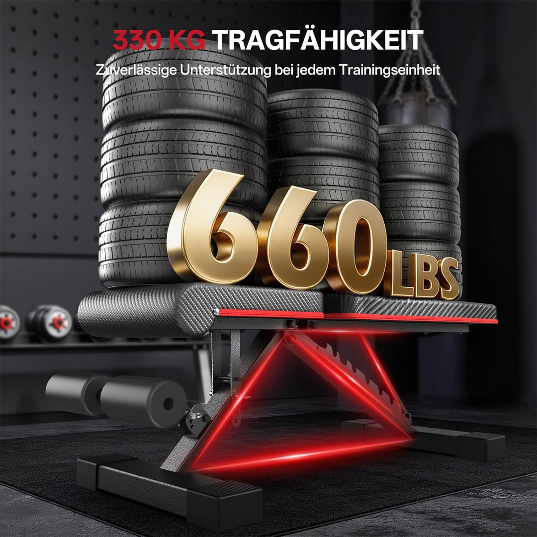 PASYOU Hantelbank Klappbar mit Rückenlehne 300kg Belastbarkeit, Verstellbar Multifunktions Trainings