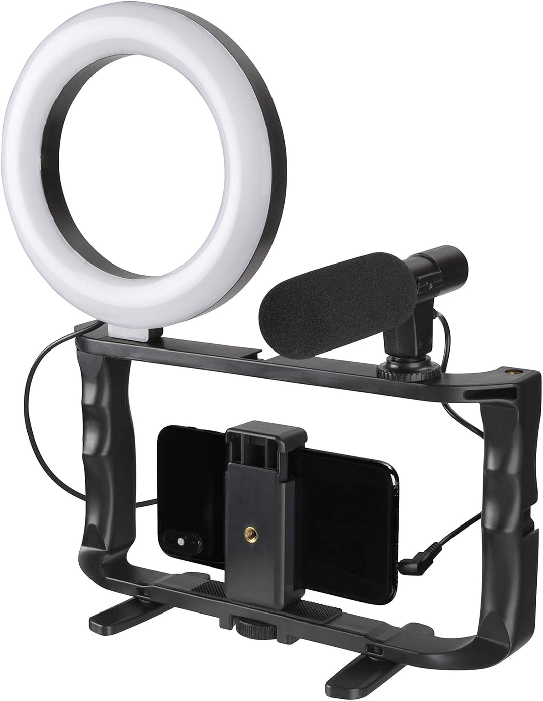 GadgetMonster Smartphone Vlogging Kit für YouTube Videos, bestehend aus Handy Stativ, Richtmikrofon