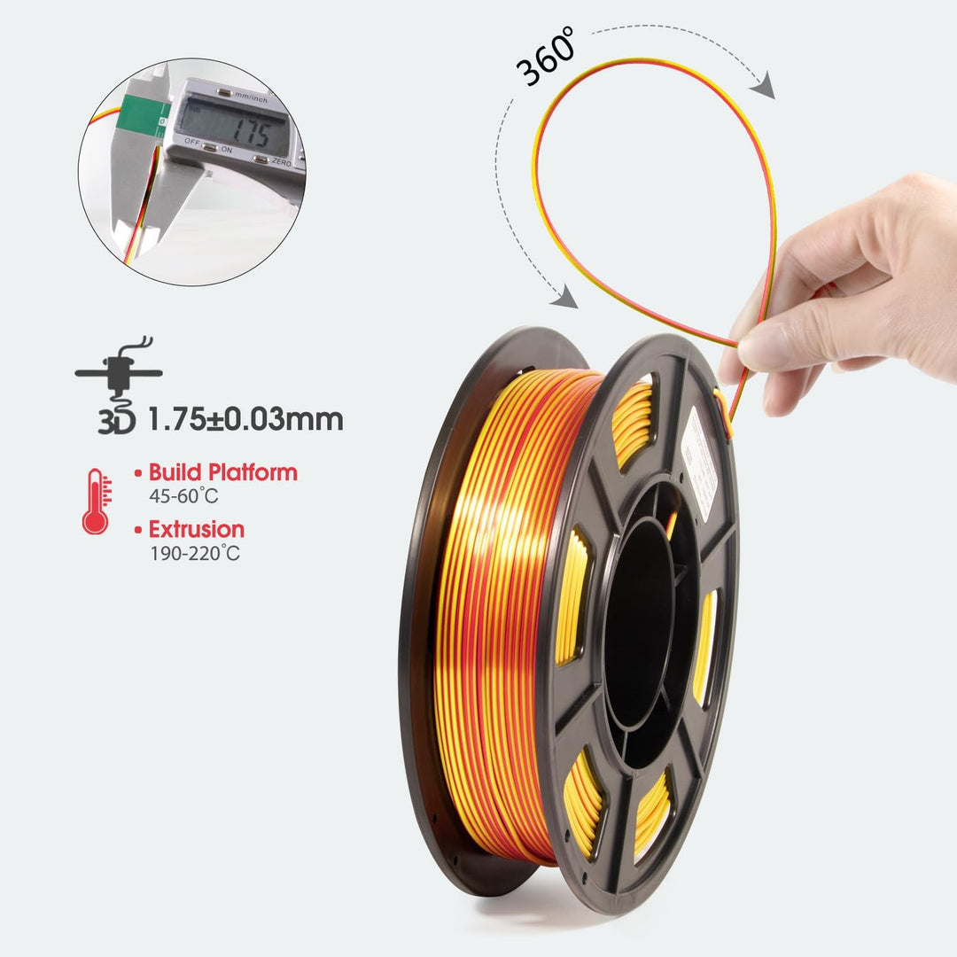 iSANMATE Dual Color Seide Filament Set, Silk PLA Filament 1.75mm, PLA 250g x 4 Colours 3D Printer PL