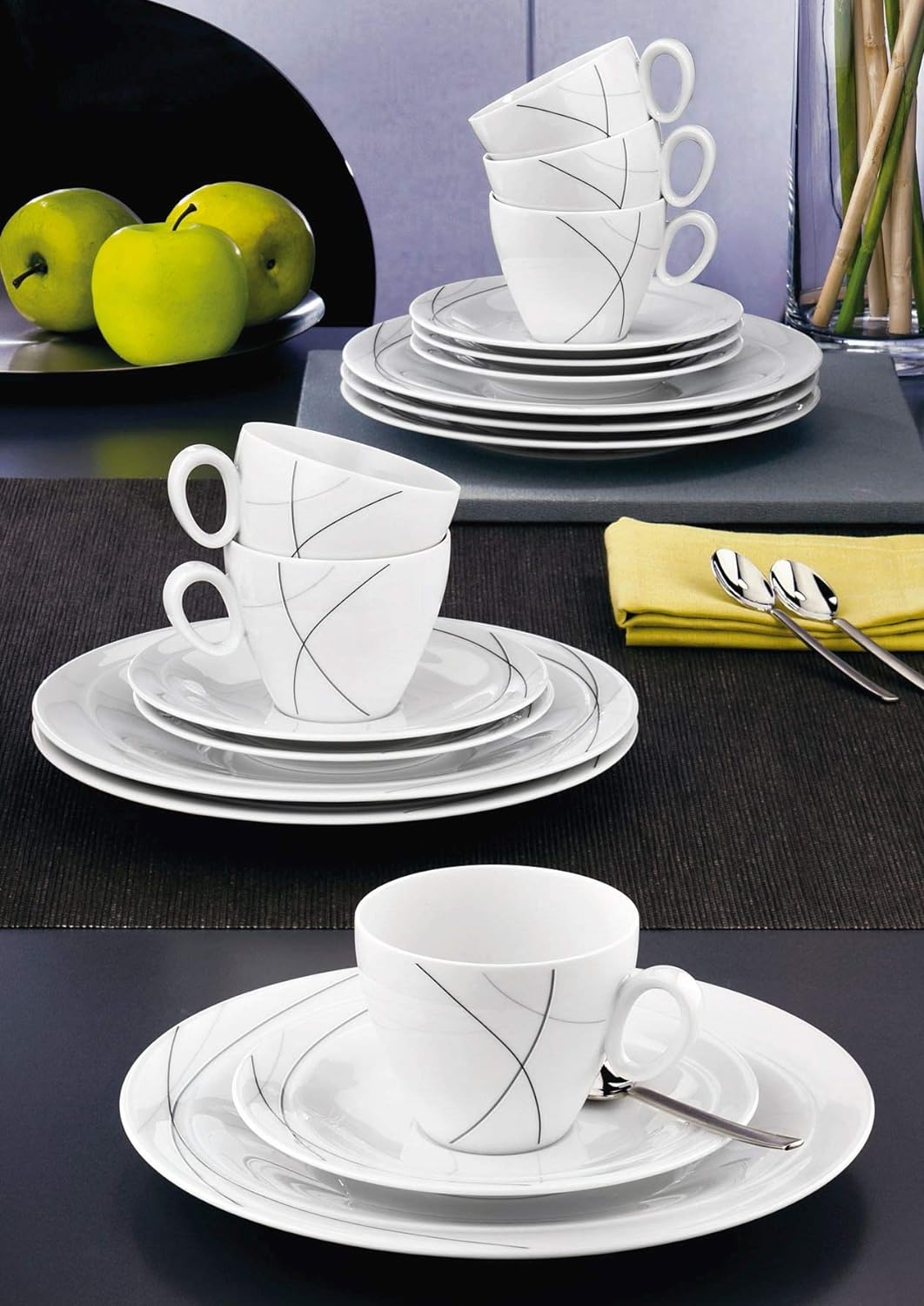 Seltmann Weiden 001.706998 Porzellan Kaffeeservice 18-teilig Trio Highline, Weiss Trio 18-tlg., Trio