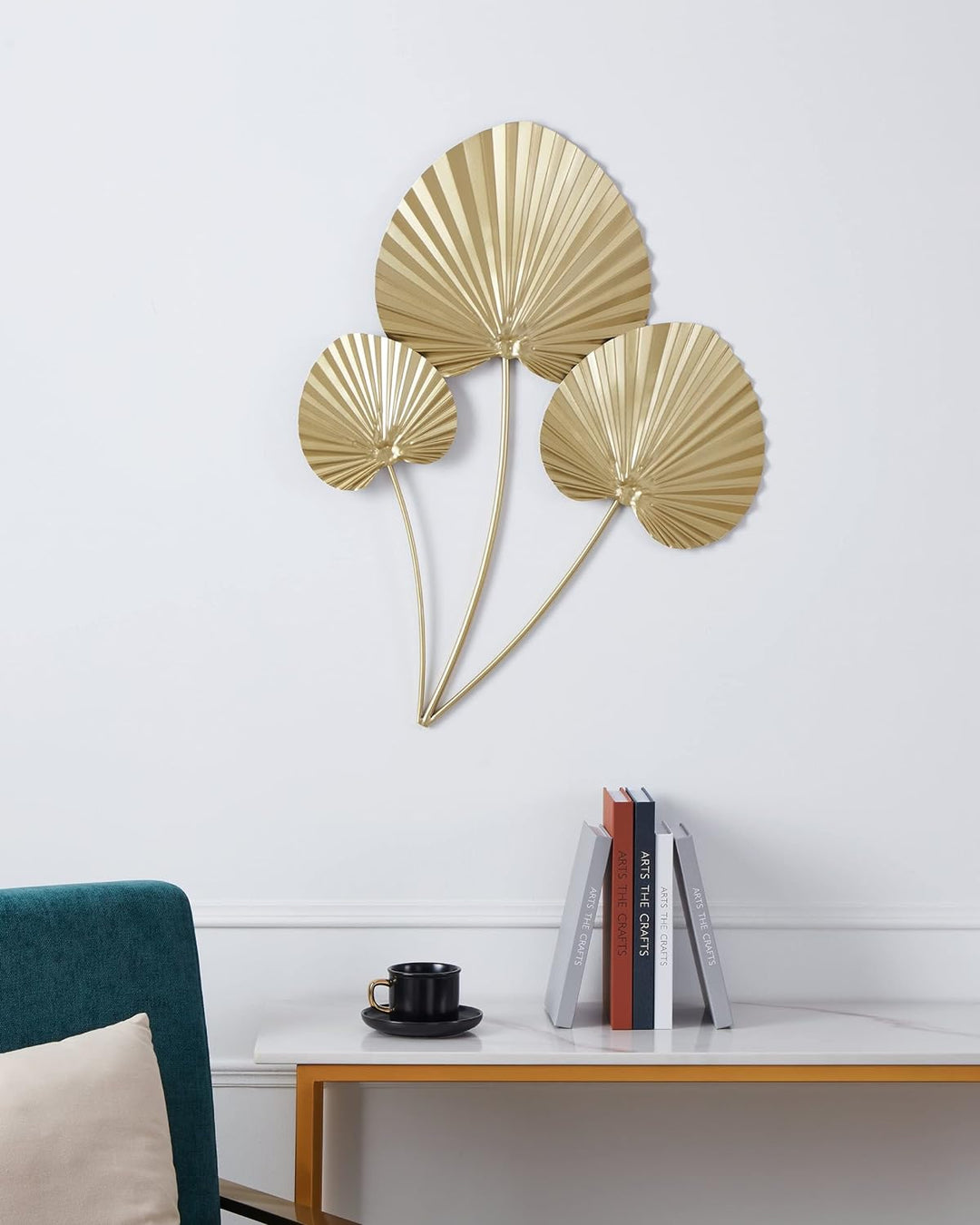 EGLO LIVING Wanddeko Chikuma, Elegantes 3D Wandbild im Blatt-Design, Wandobjekt aus Metall in Messin