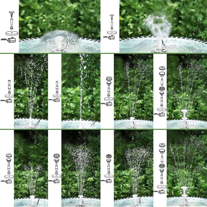 Boadw LED Solar Springbrunnen mit 7W Solar Panel Eingebaute 5000 mAh Batterie Solar Teichpumpe Solar