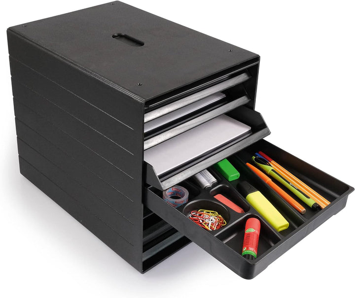 Durable Schubladenbox A4 Idealbox Plus 7 Fächer, Blauer Engel zertifiziert, 100 Prozent recycelbar,