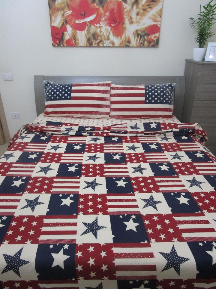 Pago Poco Bettwäsche-Set für Einzelbett, Motiv: Amerika, 100 % reine Baumwolle, Naturfaser 2022