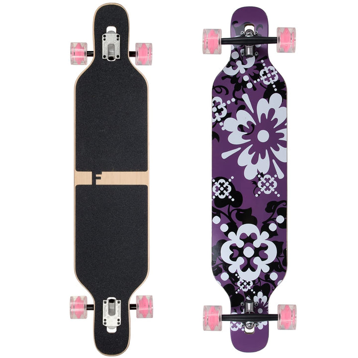 FunTomia Longboard mit 3 Flex Stufen Drop Through Cruiser Komplettboard Mach1 Speed Kugellager T-Too