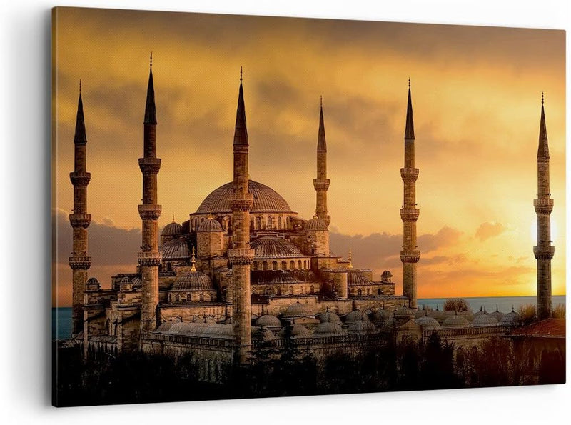 Bilder auf Leinwand 100x70cm Leinwandbild Sonnenuntergang istanbul türkei reise Gross Wanddeko Bild