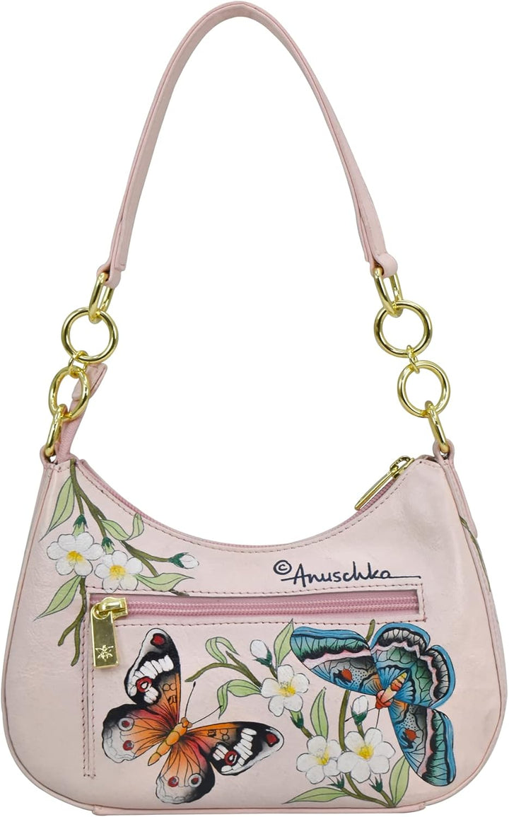Anuschka Women's Hobobag aus Echtleder, handbemalt, kleine Grösse Butterfly Melody, Butterfly Melody