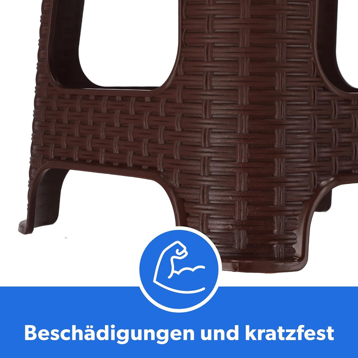 KADAX Hocker aus Kunststoff, Tritthocker bis 120 kg, Rattanhocker mit Antirutschfüssen, Badhocker, W