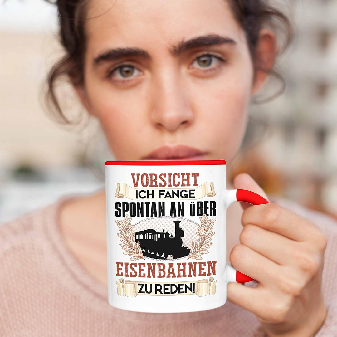 Trendation - Eisenbahner Tasse Geschenk für Modelleisenbahn-Fans Geschenkidee Ich Fange Spotan An Üb