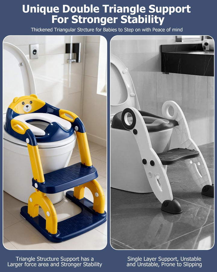 Toilettensitz Kinder mit Treppe,2-in-1 Kinder WC Sitz Toilette für Kinder mit Gepolstertem Sitz, Kin