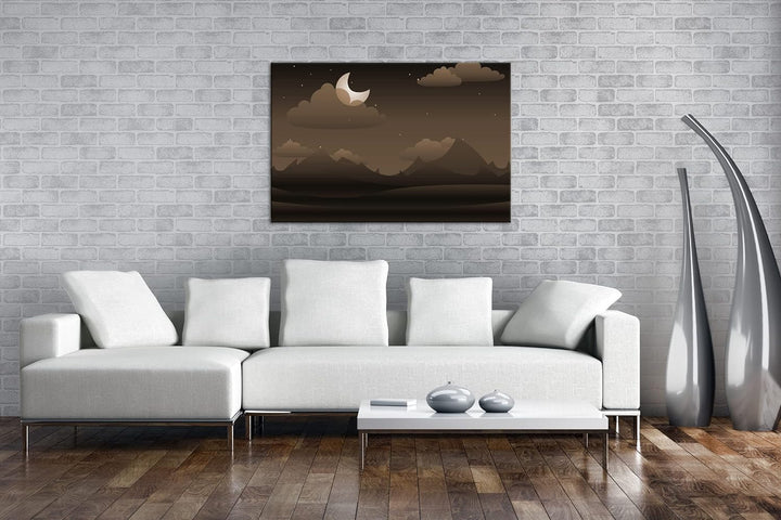 deyoli Landschaft bei Nacht Format: 80x60 Effekt: Sepia als Leinwandbild, Motiv fertig gerahmt auf E
