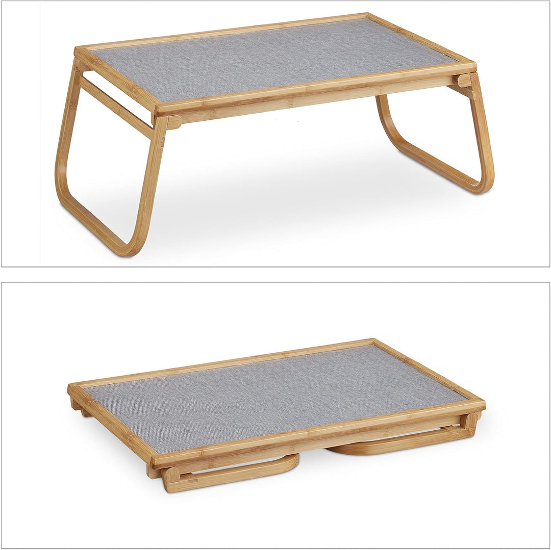 Relaxdays Türstopper Betttablett Bambus, klappbare Beine, erhöhter Rand, Frühstückstablett Bett, HxB