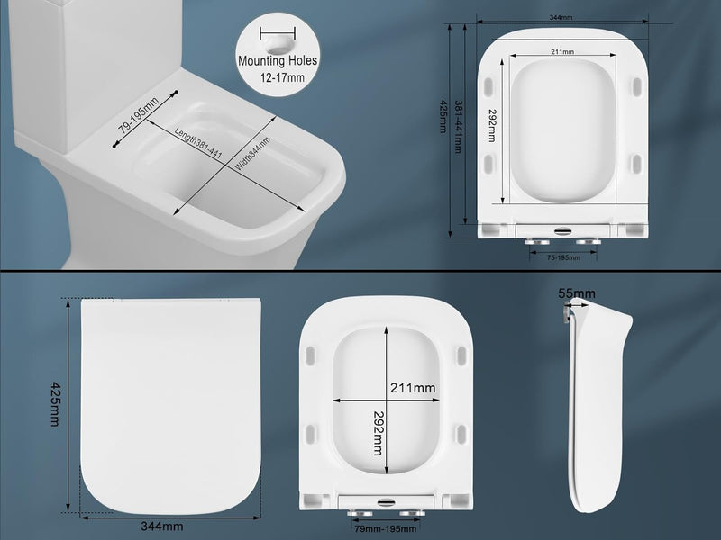 WOLTU Toilettendeckel, WC Sitz mit Absenkautomatik, UF-Klodeckel antibakteriell, Quick-Release für e