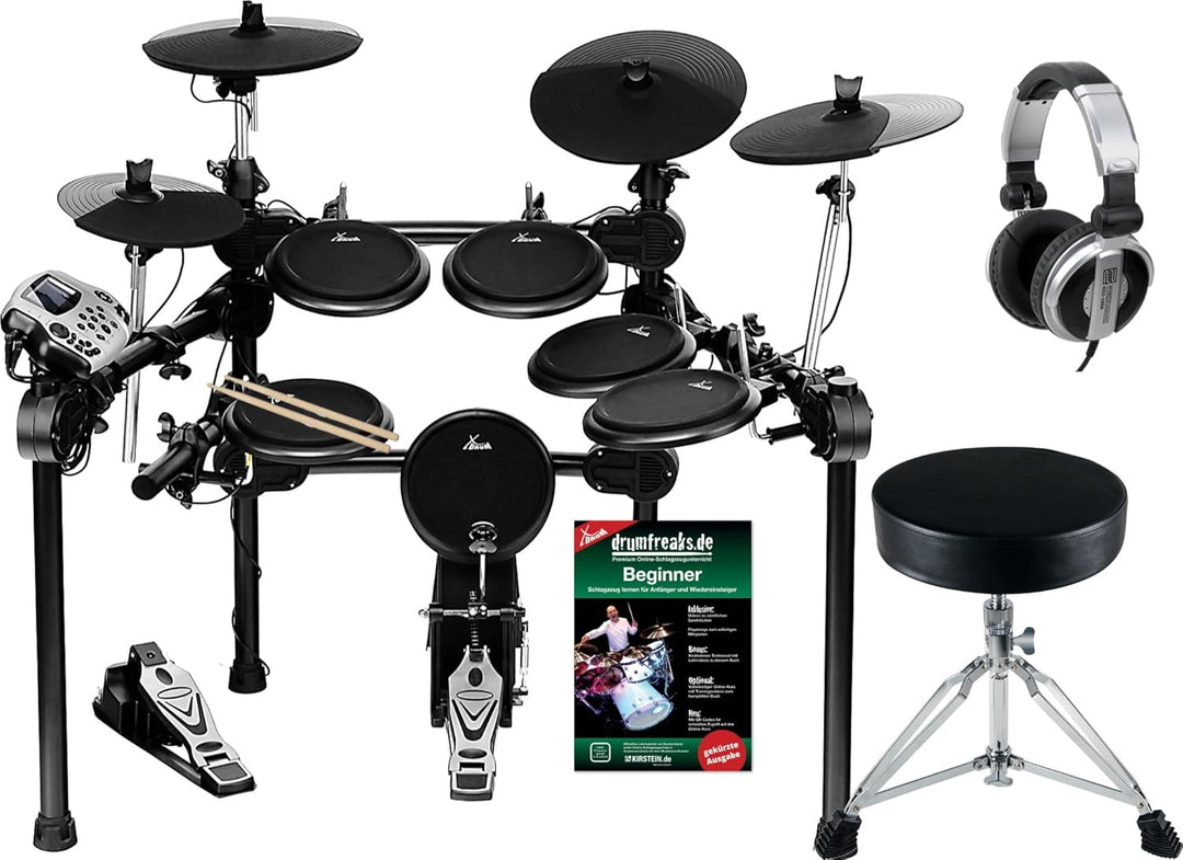 XDrum DD-520 PLUS SET 1 E-Drum Set (elektronisches Schlagzeug, mit Hocker, Kopfhörer, Sticks, Fussma