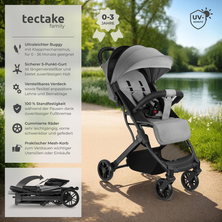 tectake® Buggy Kinderwagen von 0 bis 3 Jahre, Wagen für Baby Erstausstattung Neugeborene und Kinderb