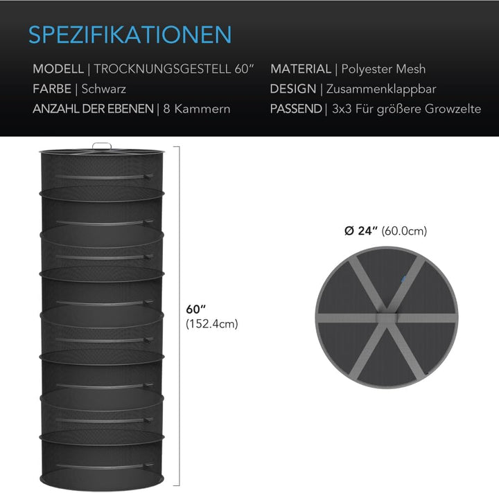 AC Infinity Kräuter-Trockengestell, 8-lagiges Hängenetz für Pflanzen, Samen und Knospen, 61 cm Durch