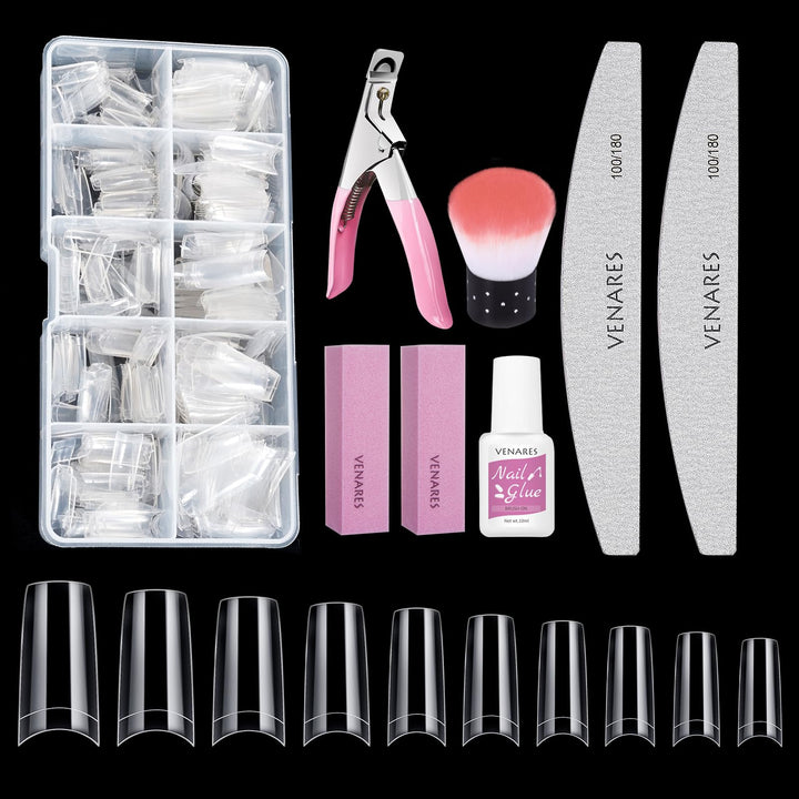 Nageltips für Gelnägel, Venares 500 Stk. Acryl Künstliche Nägel 10 Grössen Nageltips mit Kleber Näge
