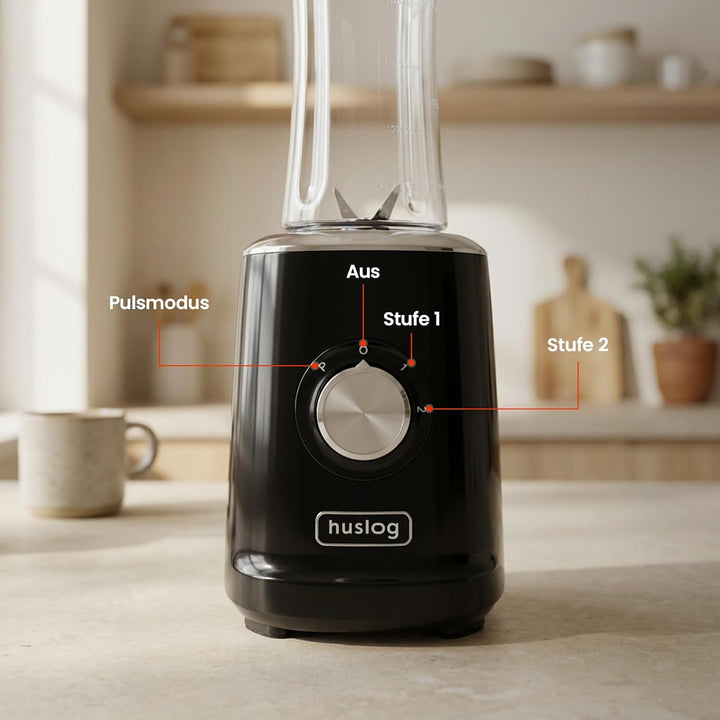 BlendGo Blender Smoothie-mixer, Trinkflasche 600 Ml, Schwarz Schwarz HUS1012, Schwarz HUS1012