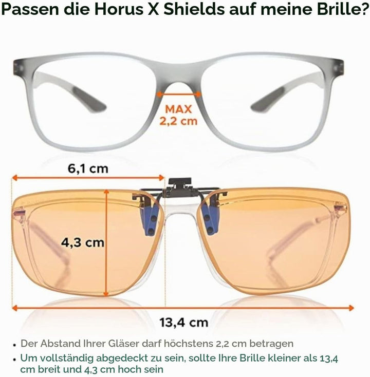 Horus X • Clip-On Clear • Aufsteckfilter für Korrektionsbrillen • Blaulichtfilter Brille • Hoher Sch