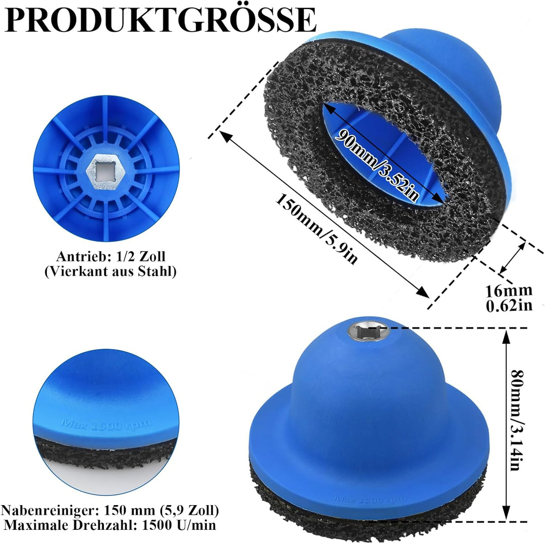 Radnabenschleifer Auto Radnabenreiniger 150mm Radnaben Bürste Blau Radnaben Schleifer 1/2" Kugelkopf