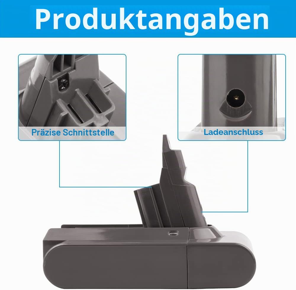 LabTEC DC62 Akku 21.6 V 4000 mAh Ersatz für Dyson V6 Akku DC58 DC59 DC61 DC62 DC72 DC74 SV03 SV04 SV