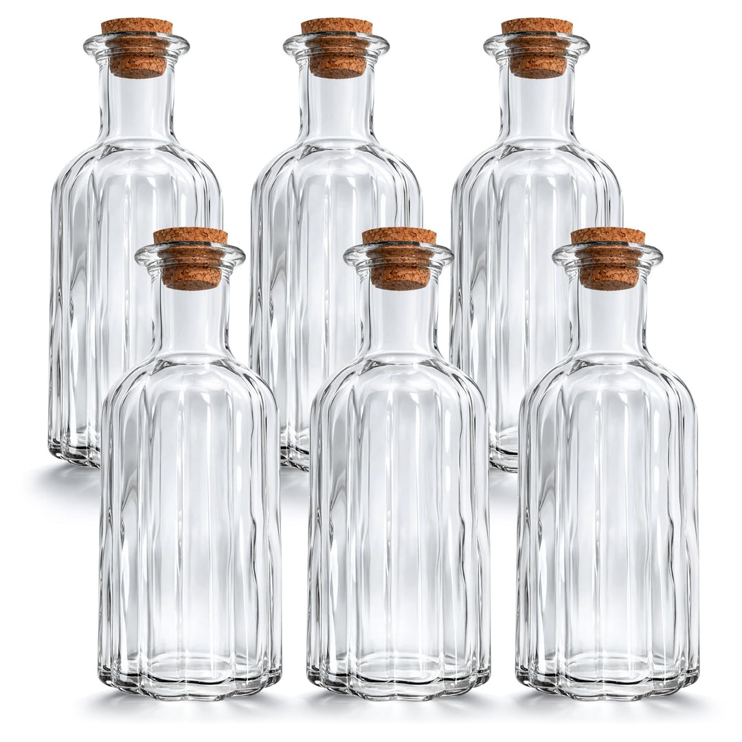 com-four® 6x Glasflasche 450 ml mit Korken - leere Flasche mit Korkenverschluss - Glasbehälter zum B