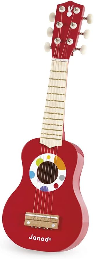 Janod - My First Confetti Holz-Gitarre, Kinder-Musikinstrument, Spielzeugnachbildung und Spielzeug f