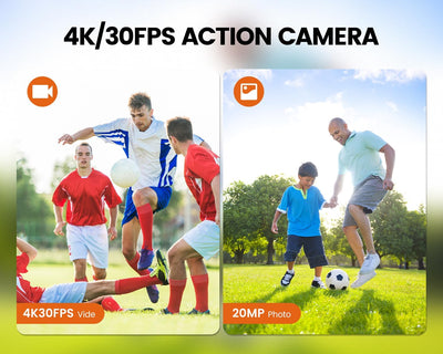 TIMNUT Action Cam 4K Unterwasserkamera 131ft,EIS 20MP Wasserdicht Actionkameras 170° Weitwinkel Helm