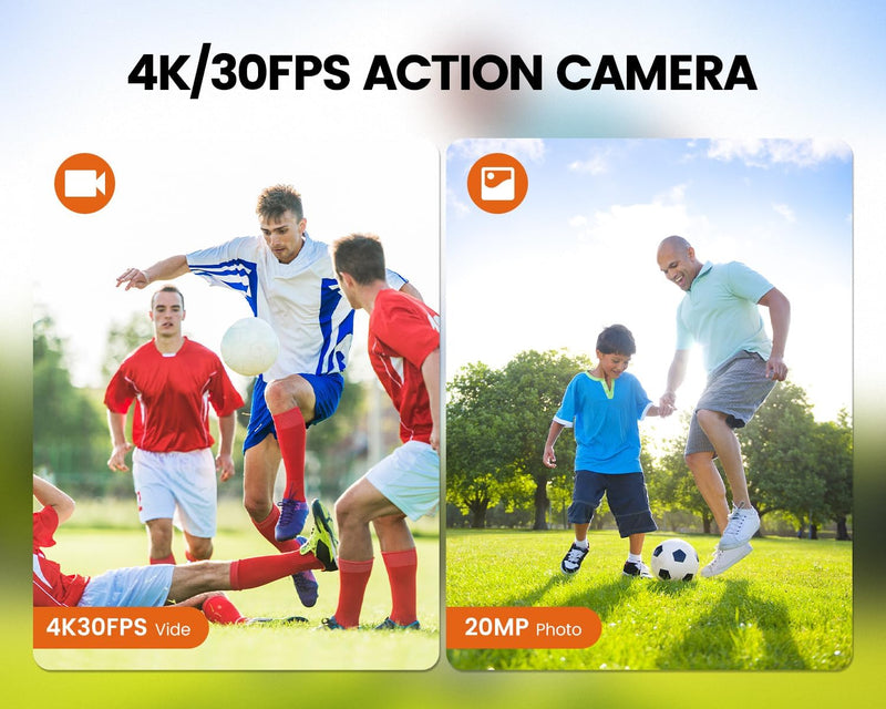 TIMNUT Action Cam 4K Unterwasserkamera 131ft,EIS 20MP Wasserdicht Actionkameras 170° Weitwinkel Helm