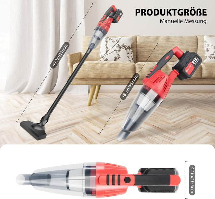 2-in-1 Kabelloser Staubsauger – 22KPA Stab- &amp; Handstaubsauger für Auto und Haus, 2,2Ah-Akku, 30 Min