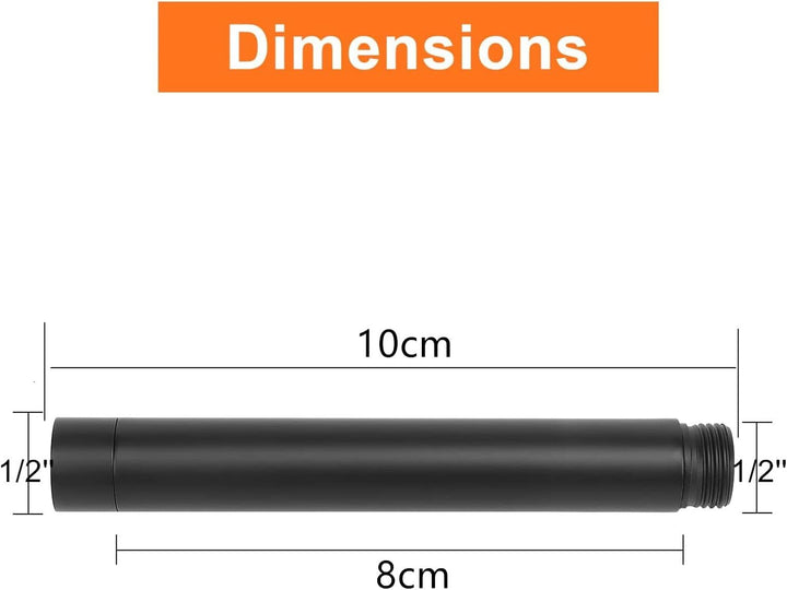 G1/2'' Duschkopf Verlängerung Schwarz 10cm, Edelstahl Dusche verlängerungsrohr,Handbrause Verlängeru