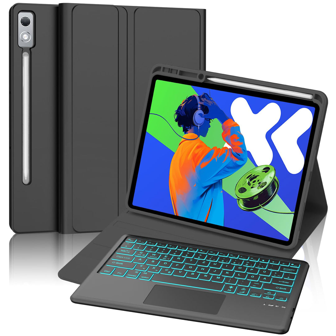 Tastatur Hülle für Lenovo idea Tab Pro 12.7" 2025, Deutscher QWERTZ, Multi Touch Trackpad, 7 Farben