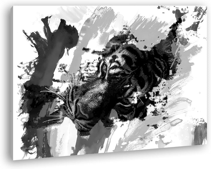 deyoli Illustration Aquarell Tiger Format: 80x60 Effekt: Schwarz/Weiss als Leinwandbild, Motiv ferti