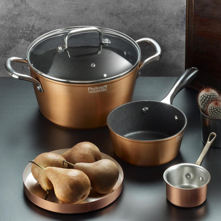 Pintinox Wok Metallic mit Deckel, Aluminium, 28 cm, Antihaftbeschichtung, Induktion