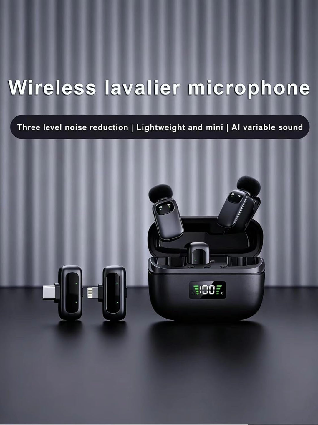 Mini Wireless Lavalier Mikrofon für iPhone/Android, Ansteckmikrofon mit Rauschunterdrückung, AI Voic