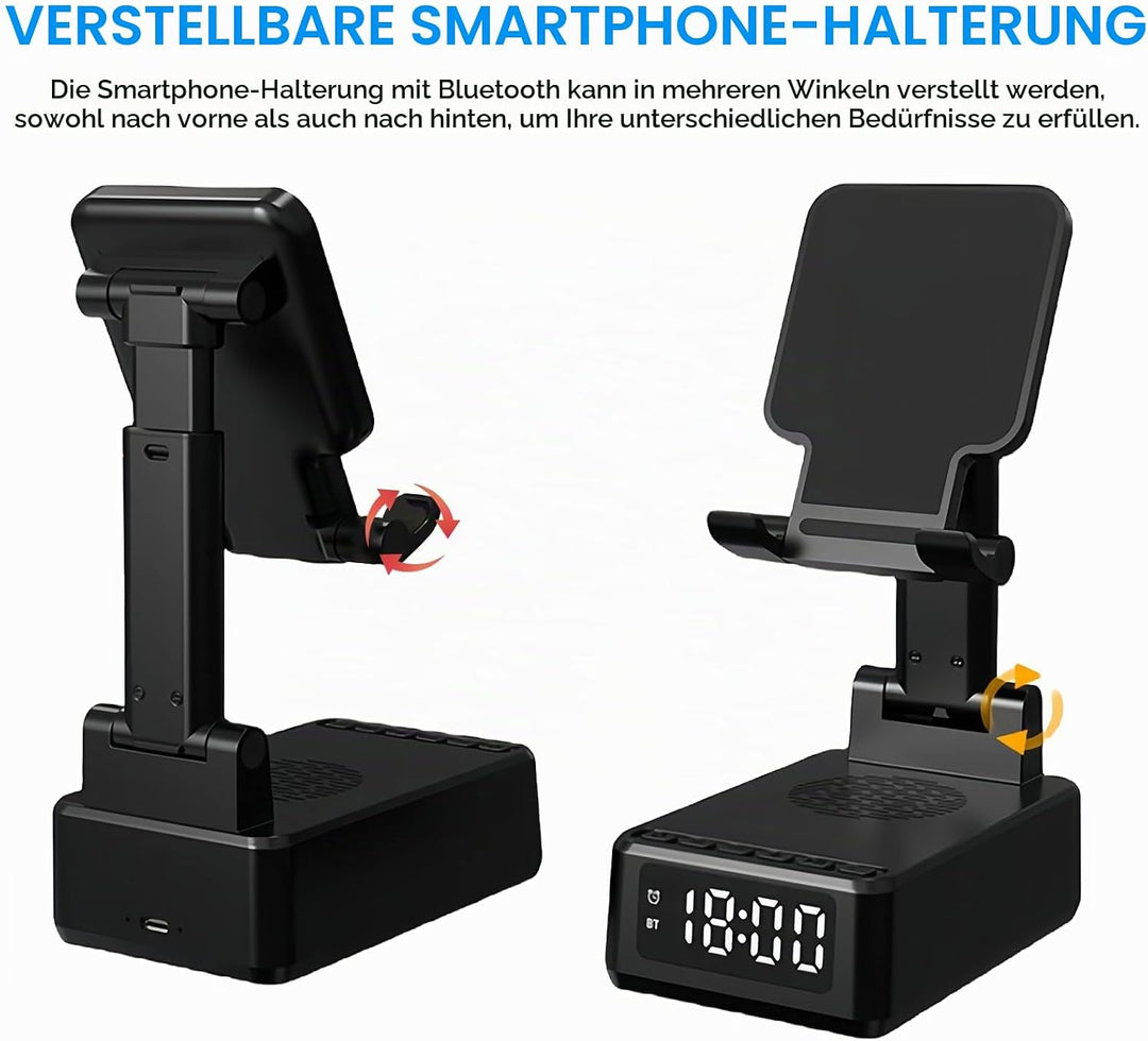 BORDEAG Wireless Charger Stand, 3-In-1 Induktive Ladestation, Bluetooth Audio Powerbank Halterung, H
