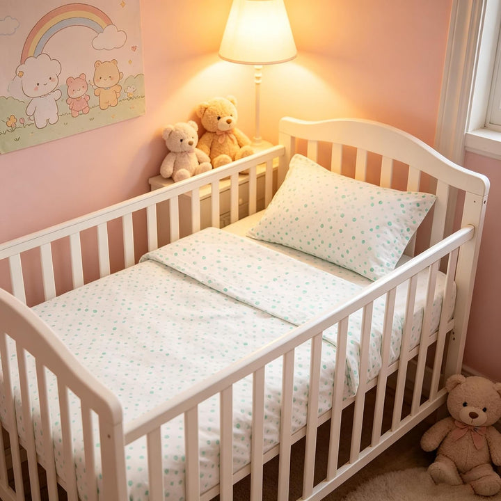 various Bettwäsche-Set für Babybett, 60 x 120 cm, 100 % Baumwolle, extra weich, inklusive Spannbettl