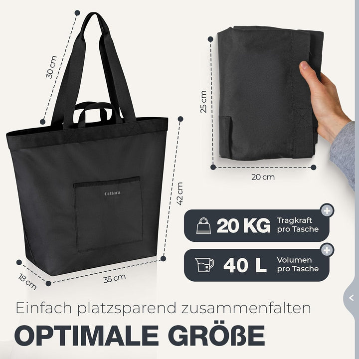 COTTARA® Einkaufstasche gross | Shopper mit Reissverschluss, verstärktem Boden und wasserabweisendem