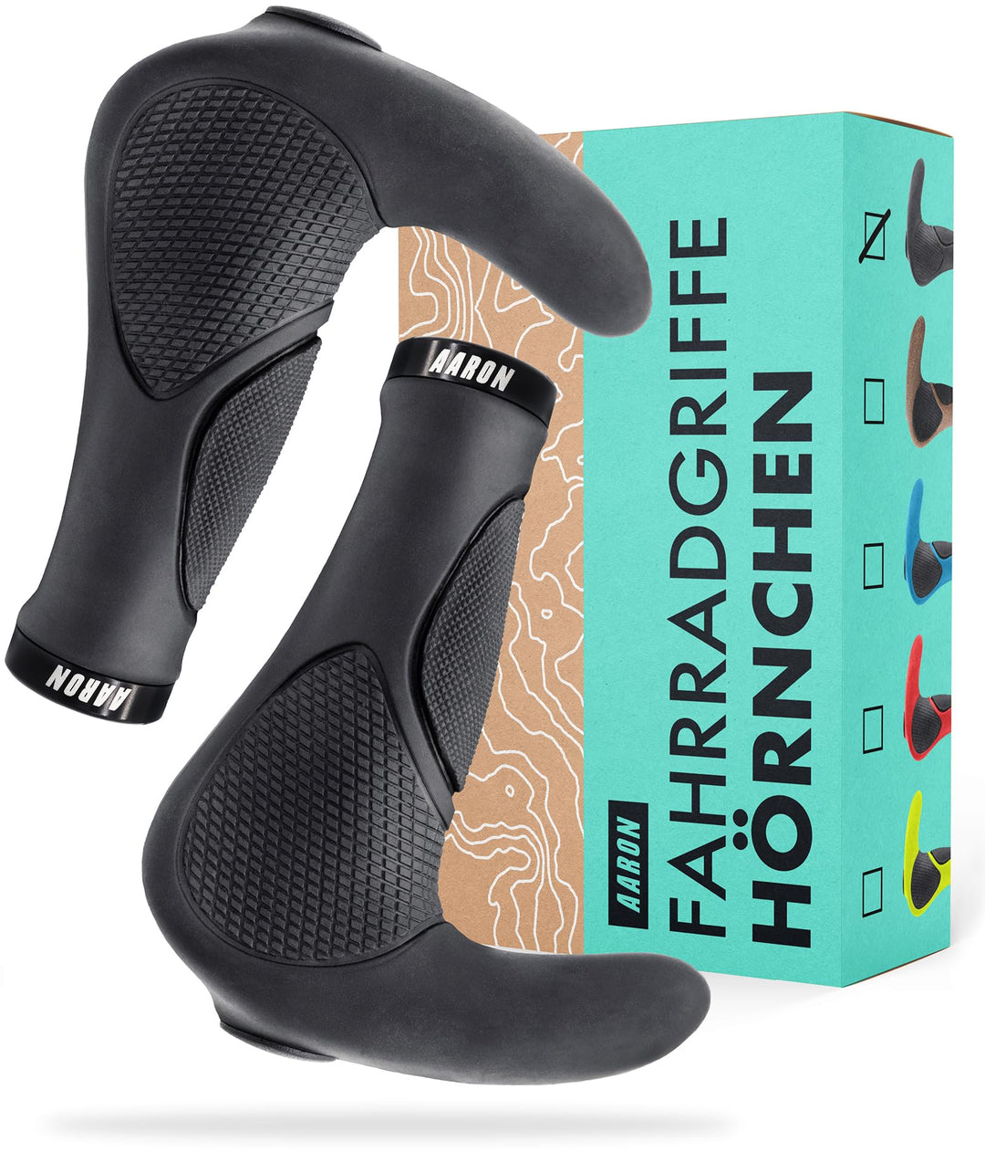 AARON Horn Lenker Griffe mit Gel Dämpfung, ergonomische Lenkerhörner aus rutschfestem Gummi, Fahrrad