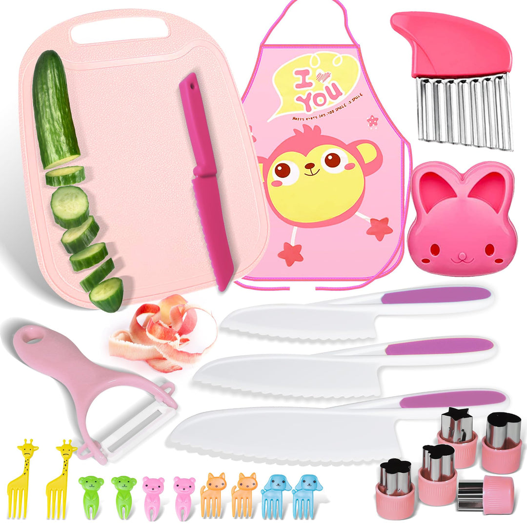 FIRITHYC Kinder-Küchenmesser-Set, Kinder-Messer-Set enthalten gezackte Kanten Kunststoff Kleinkind M