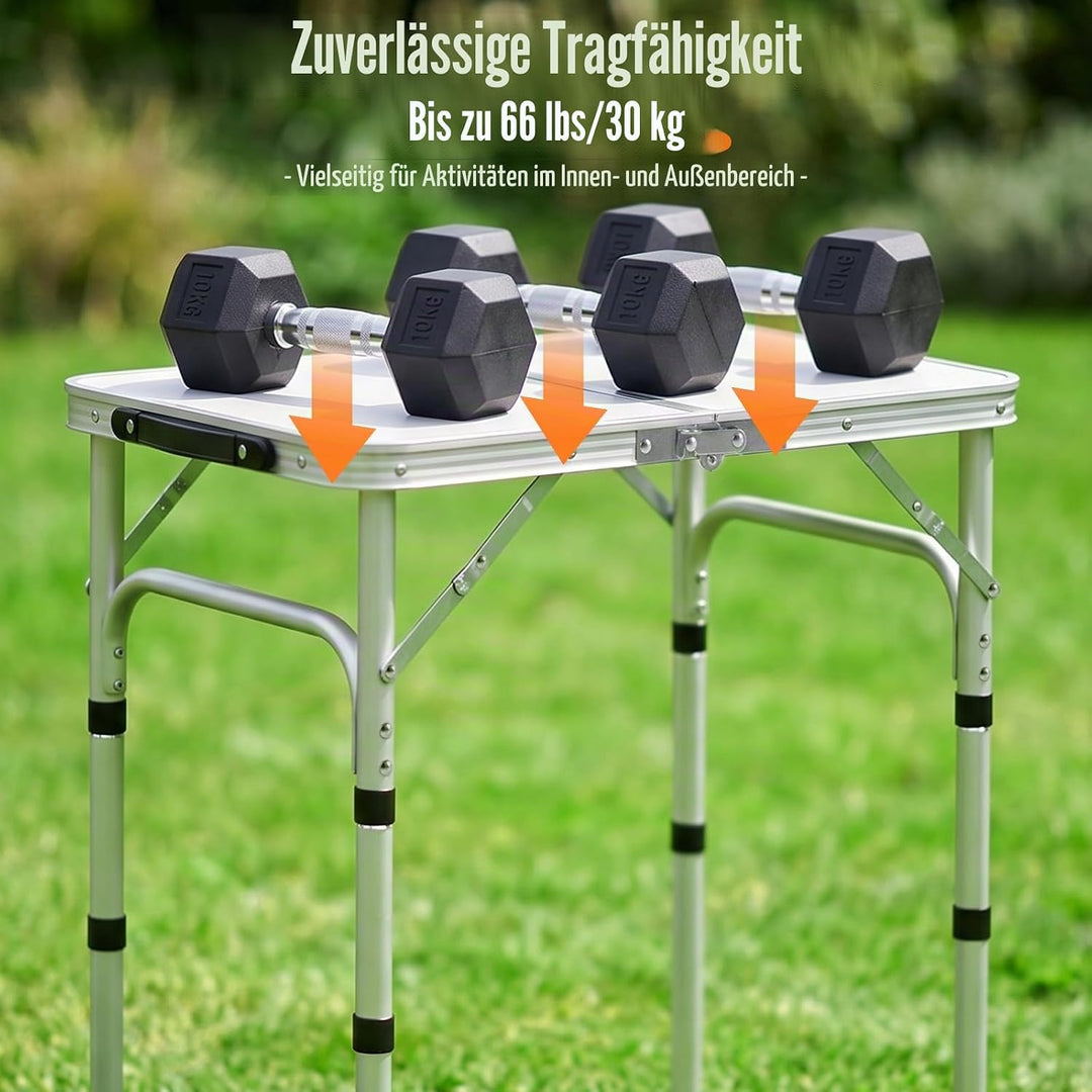 Velway Campingtisch Klappbar Höhenverstellbar 60x40cm - Leichter Alu Klapptisch Klein, Stabiler Gart
