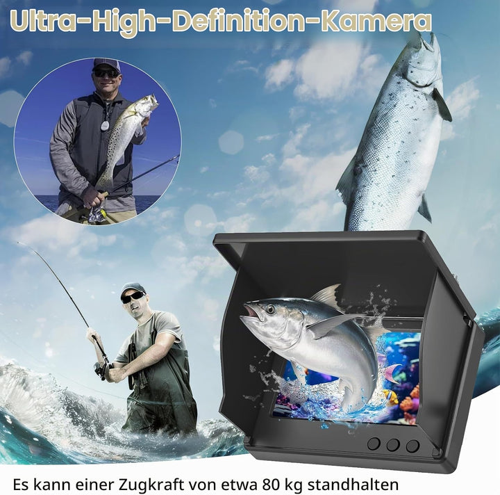 Fishfinder, Unterwasserkamera Angeln mit 220° HD Kamera, IP67 Fish Finder Kamera mit 4.3 Zoll IPS Di