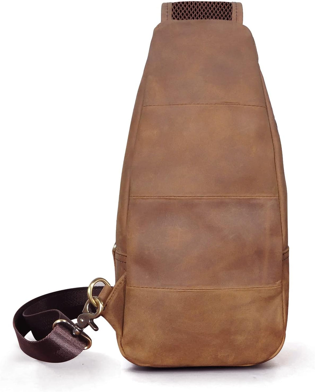 Le'aokuu Herren Echtes Leder Brusttasche Umhängetasche Sport Outdoor Messenger Bag Wanderrucksäcke（8