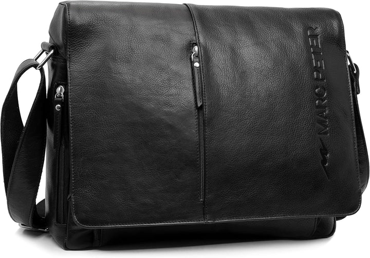 Marc Peter® Bergen leder Umhängetasche für Herren Damen | 15.6 Zoll Laptoptasche | Aktentasche aus e