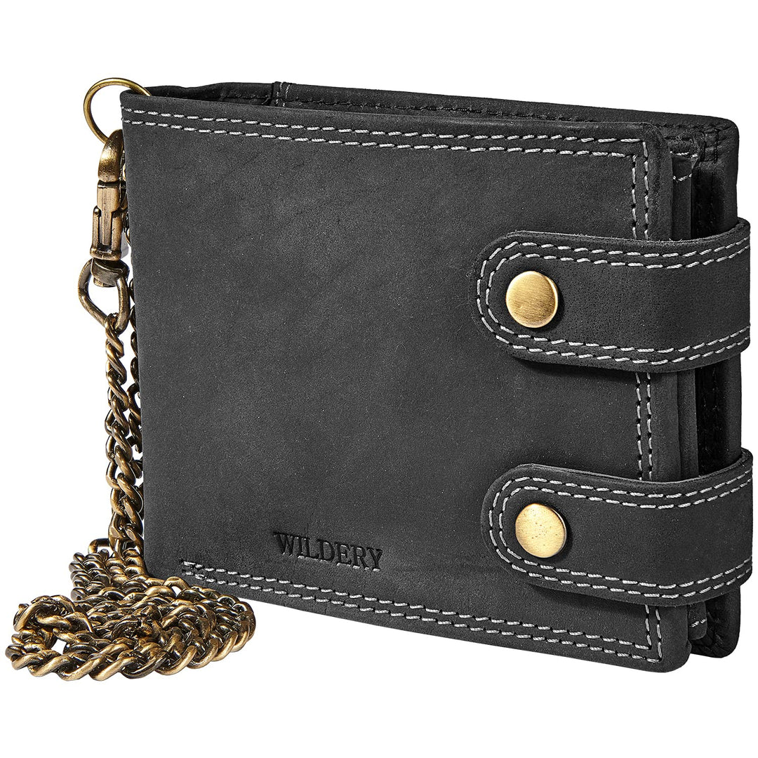 Wildery® Geldbeutel mit Kette I Biker Geldbörse mit Kette Herren I Geldtasche mit RFID Schutz I Port