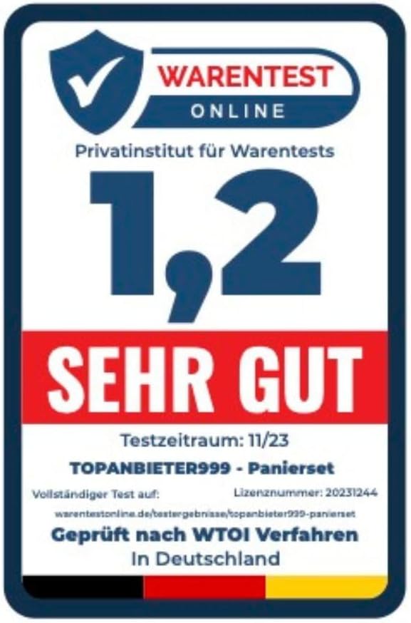 TOPANBIETER 999 Panierschalen Set Edelstahl 3-teilig – Panierset zum Panieren von Schnitzel, Fleisch