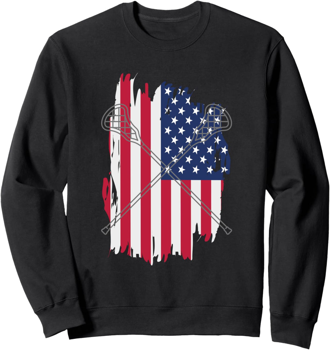 Lacrosse LAX Amerikanische Flagge Sweatshirt